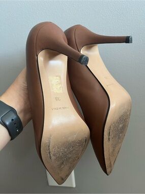 Brown Italian leather heels- worn once - 38 eu size